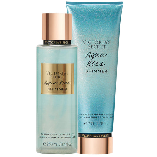KIT VICTORIA'S SECRET AQUA KISS SHIMMER (HIDRATANTE 236ML + BODY SPLASH 250ML)